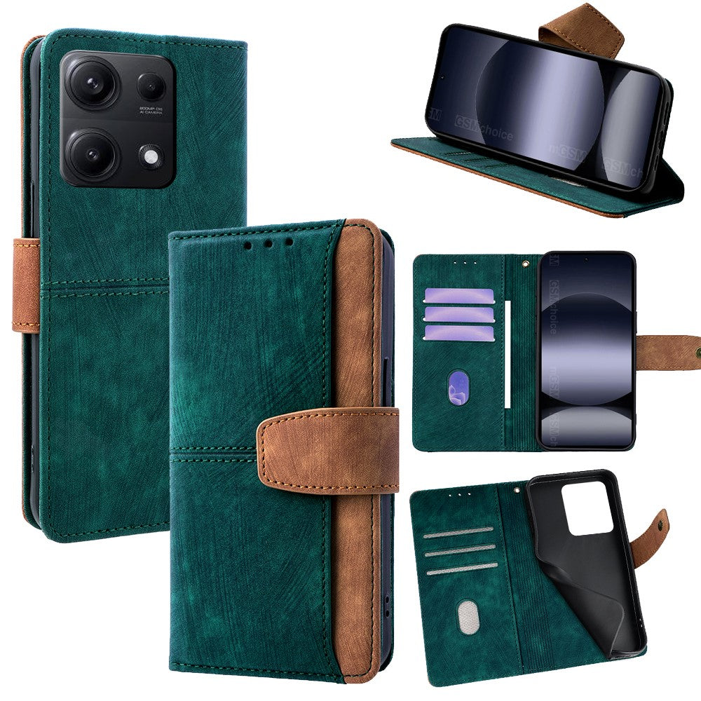 For Xiaomi Redmi Note 14S 4G Case RFID Blocking Color Splicing PU Leather Wallet Phone Cover