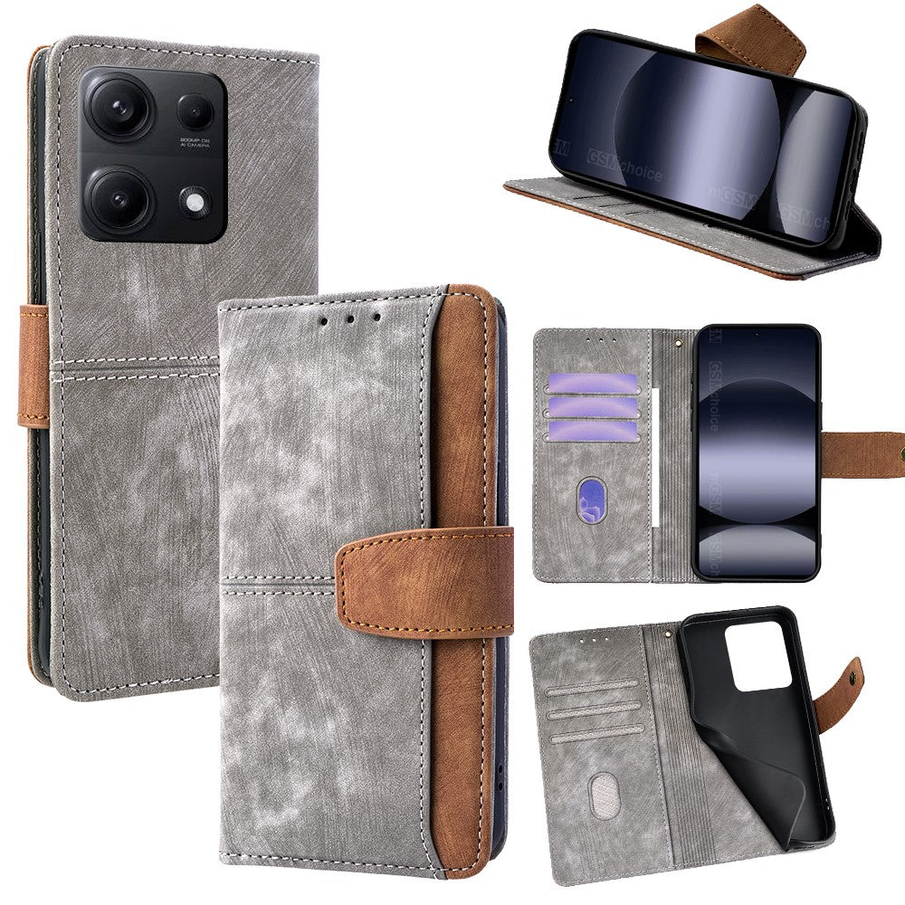 For Xiaomi Redmi Note 14S 4G Case RFID Blocking Color Splicing PU Leather Wallet Phone Cover