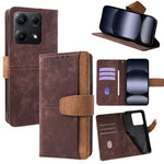 For Xiaomi Redmi Note 14S 4G Case RFID Blocking Color Splicing PU Leather Wallet Phone Cover