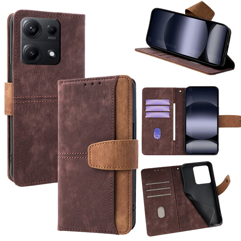 For Xiaomi Redmi Note 14S 4G Case RFID Blocking Color Splicing PU Leather Wallet Phone Cover