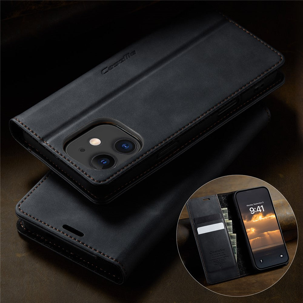 CASEME For iPhone 12 mini 5.4 inch Case  033 Series RFID Blocking Wallet Stand Calf Texture Leather Phone Cover