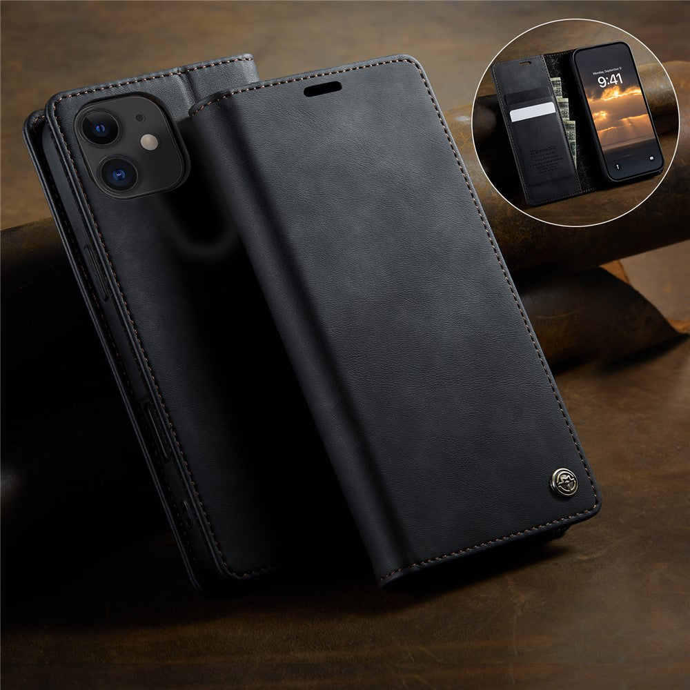 CASEME For iPhone 12 mini 5.4 inch Case  033 Series RFID Blocking Wallet Stand Calf Texture Leather Phone Cover