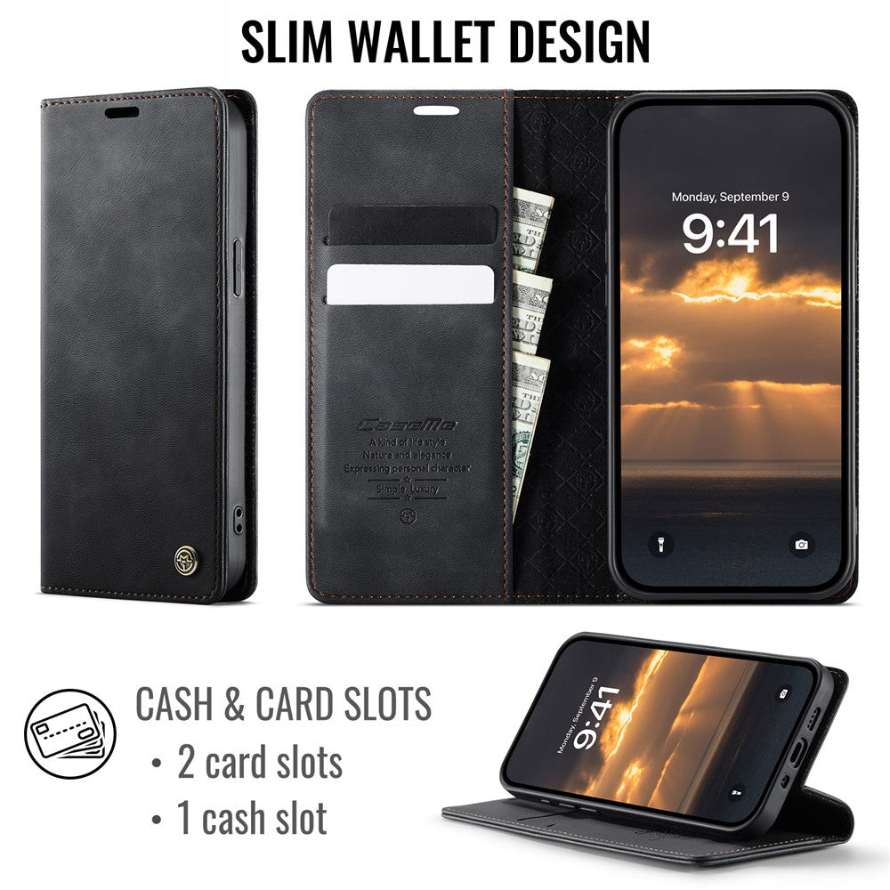 CASEME For iPhone 12 mini 5.4 inch Case  033 Series RFID Blocking Wallet Stand Calf Texture Leather Phone Cover