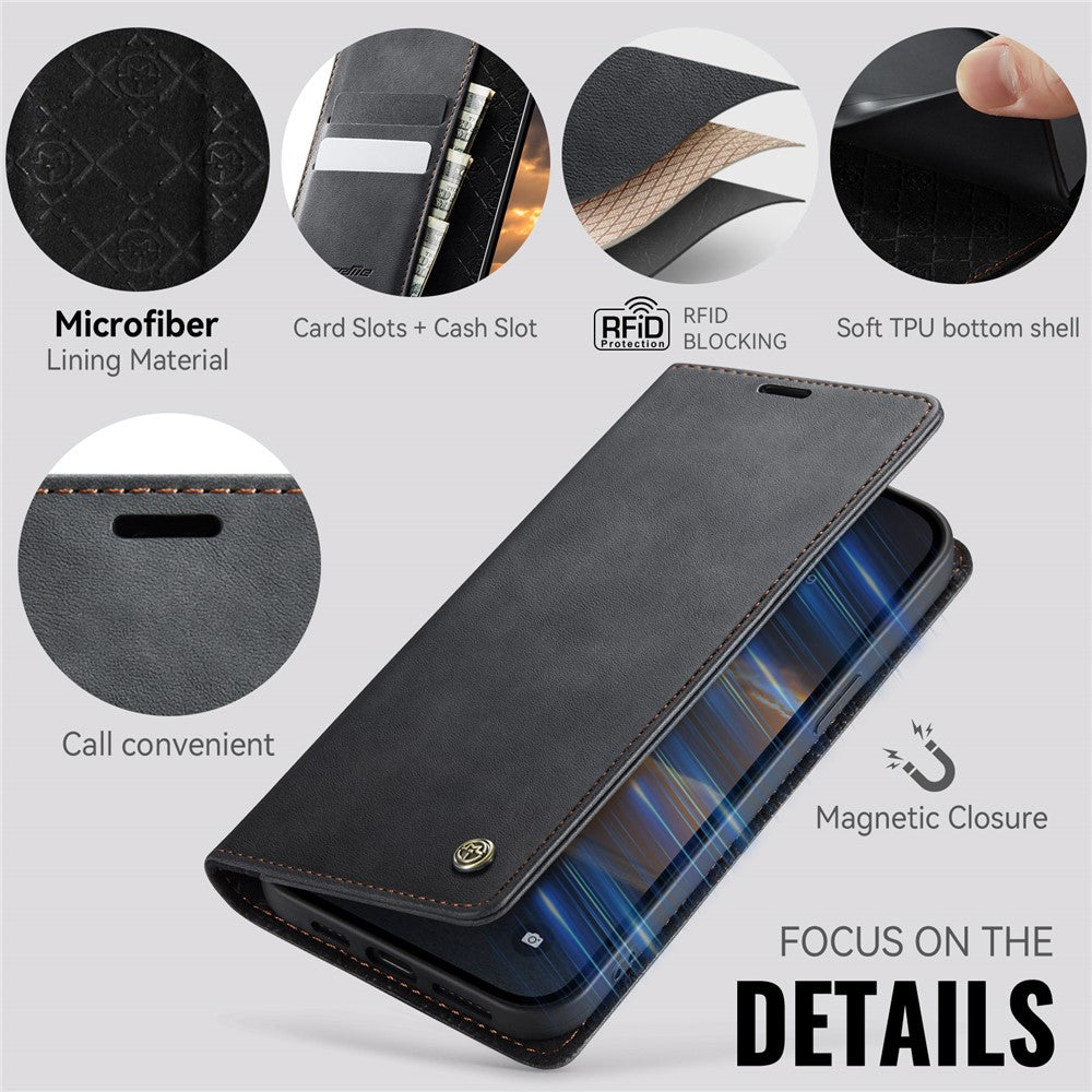 CASEME For iPhone 12 mini 5.4 inch Case  033 Series RFID Blocking Wallet Stand Calf Texture Leather Phone Cover
