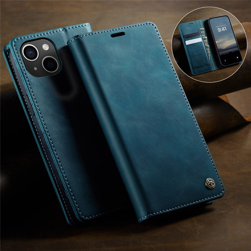 CASEME For iPhone 13 mini 5.4 inch Case  033 Series RFID Blocking Wallet Stand Calf Texture Leather Phone Cover