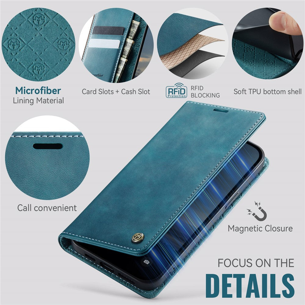 CASEME For iPhone 13 mini 5.4 inch Case  033 Series RFID Blocking Wallet Stand Calf Texture Leather Phone Cover