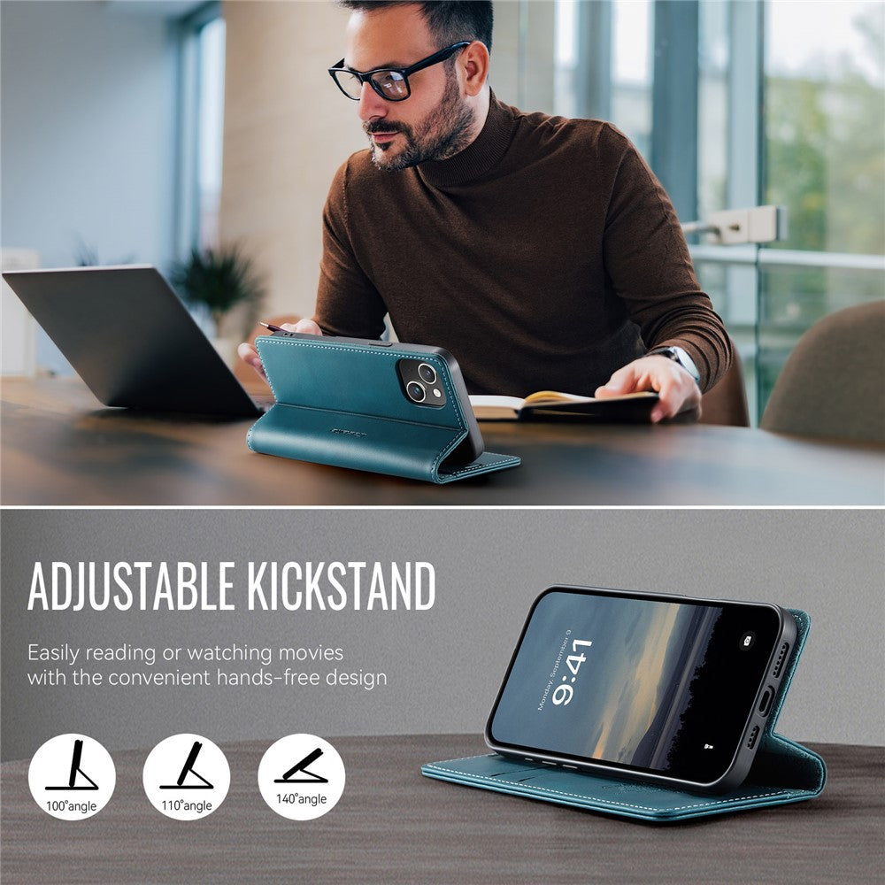 CASEME For iPhone 13 mini 5.4 inch Case  033 Series RFID Blocking Wallet Stand Calf Texture Leather Phone Cover