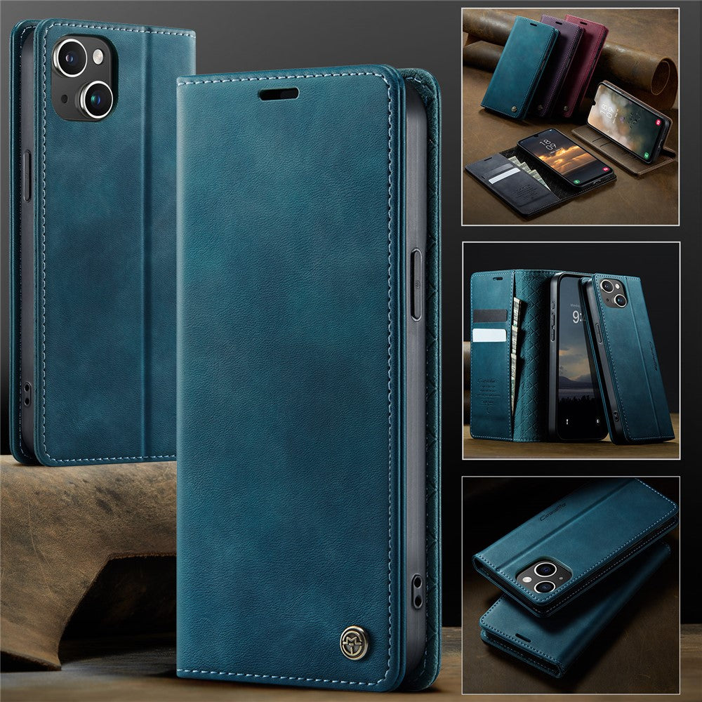 CASEME For iPhone 13 mini 5.4 inch Case  033 Series RFID Blocking Wallet Stand Calf Texture Leather Phone Cover