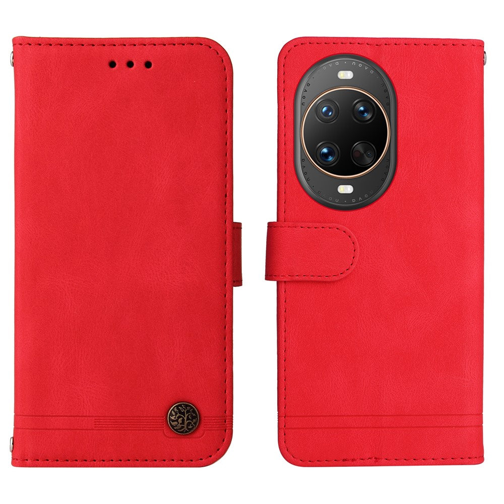 Huawei Nova 14 Ultra 5G Läderplånboksfodral Skin Touch mobilfodral Stativ med Rem