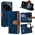 For Xiaomi 14 Ultra Case RFID Blocking Color Splicing PU Leather Wallet Phone Cover