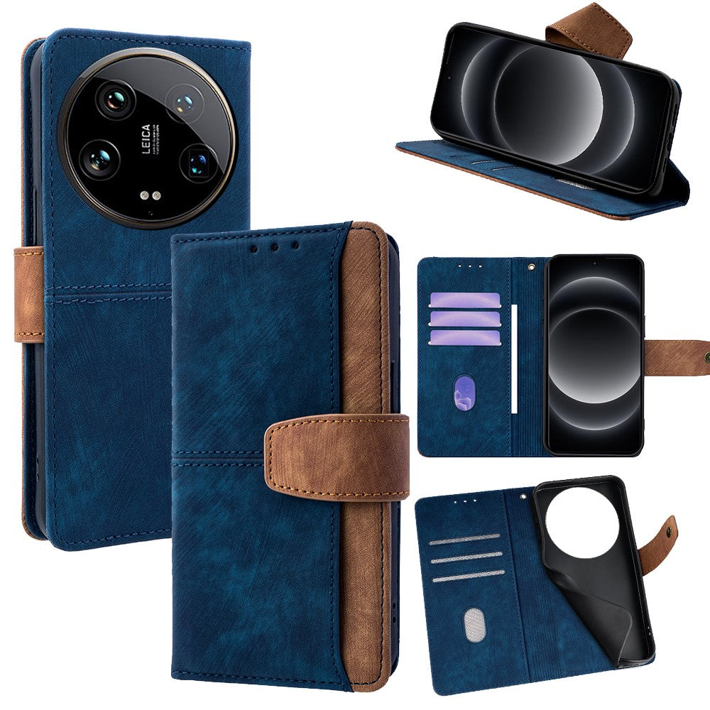 For Xiaomi 14 Ultra Case RFID Blocking Color Splicing PU Leather Wallet Phone Cover