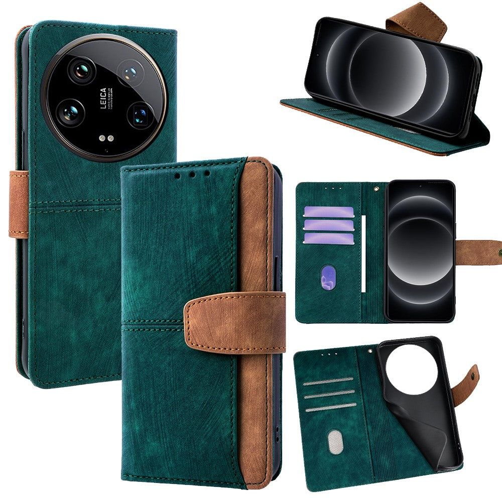 For Xiaomi 14 Ultra Case RFID Blocking Color Splicing PU Leather Wallet Phone Cover