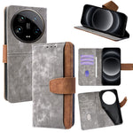 For Xiaomi 14 Ultra Case RFID Blocking Color Splicing PU Leather Wallet Phone Cover