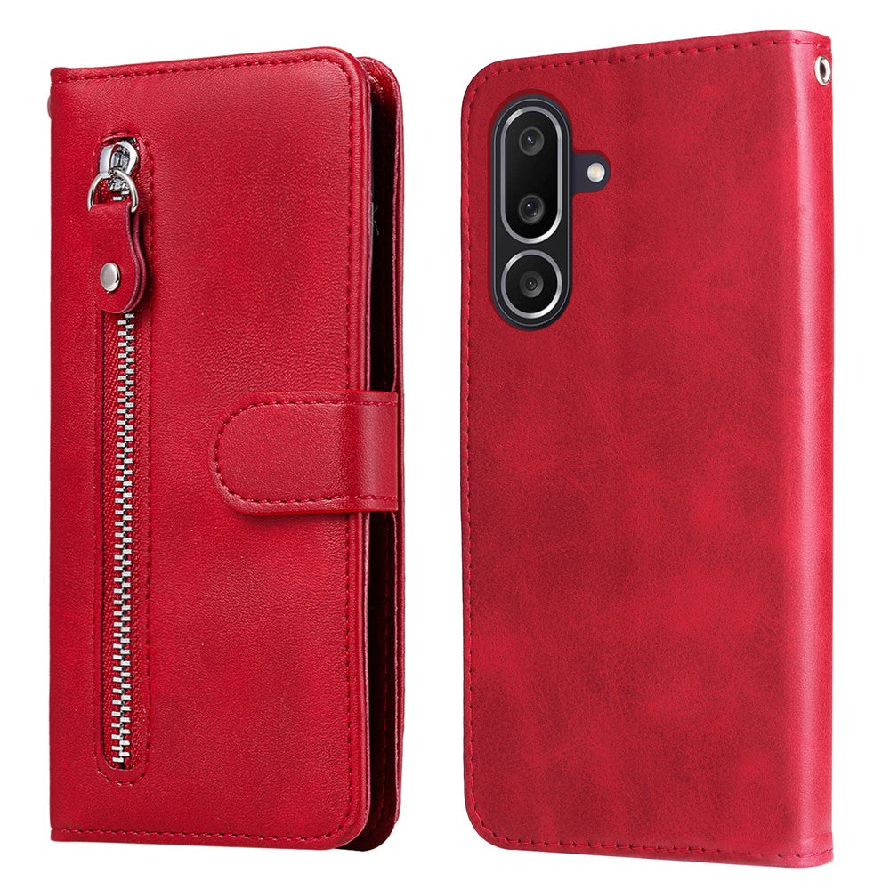 For Samsung Galaxy M56 5G PU Leather Cases with Zipper Pocket Wallet Phone Cover Stand