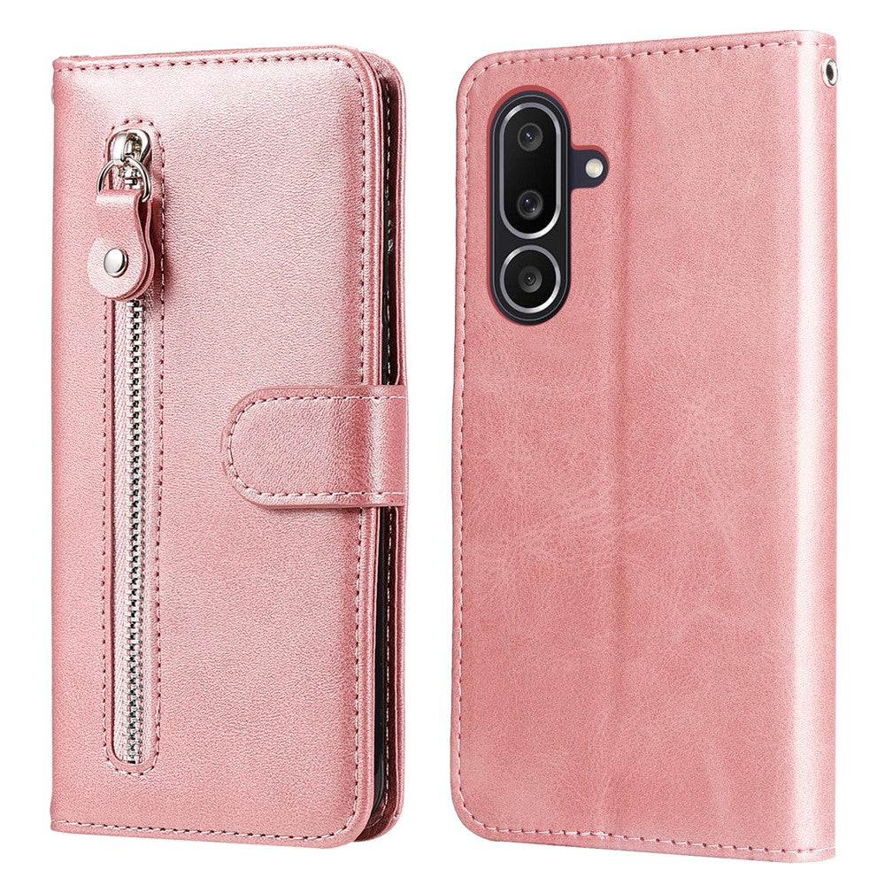 For Samsung Galaxy M56 5G PU Leather Cases with Zipper Pocket Wallet Phone Cover Stand
