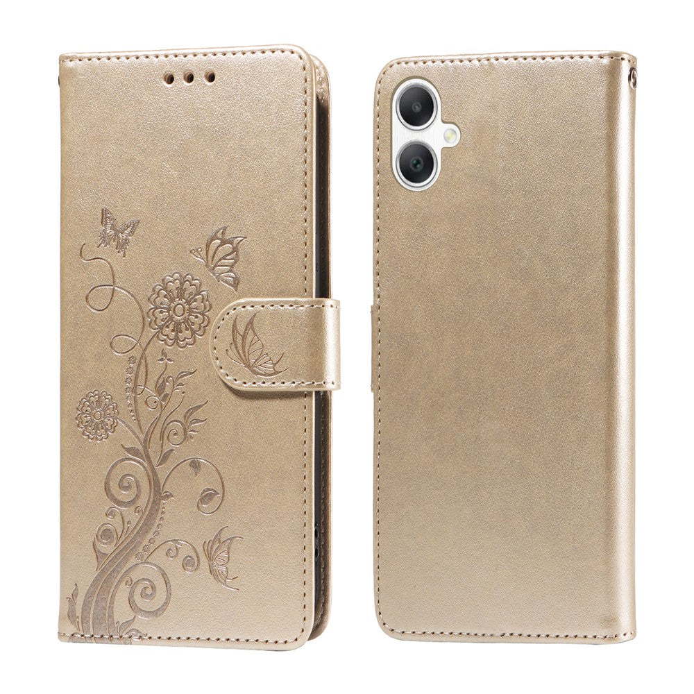 Samsung Galaxy A08 5G / A08 4G / A07 4G / A07s 4G / A06 4G / A06 5G Läderfodral Fjärilsblommigt Tryck Plånboksfodral