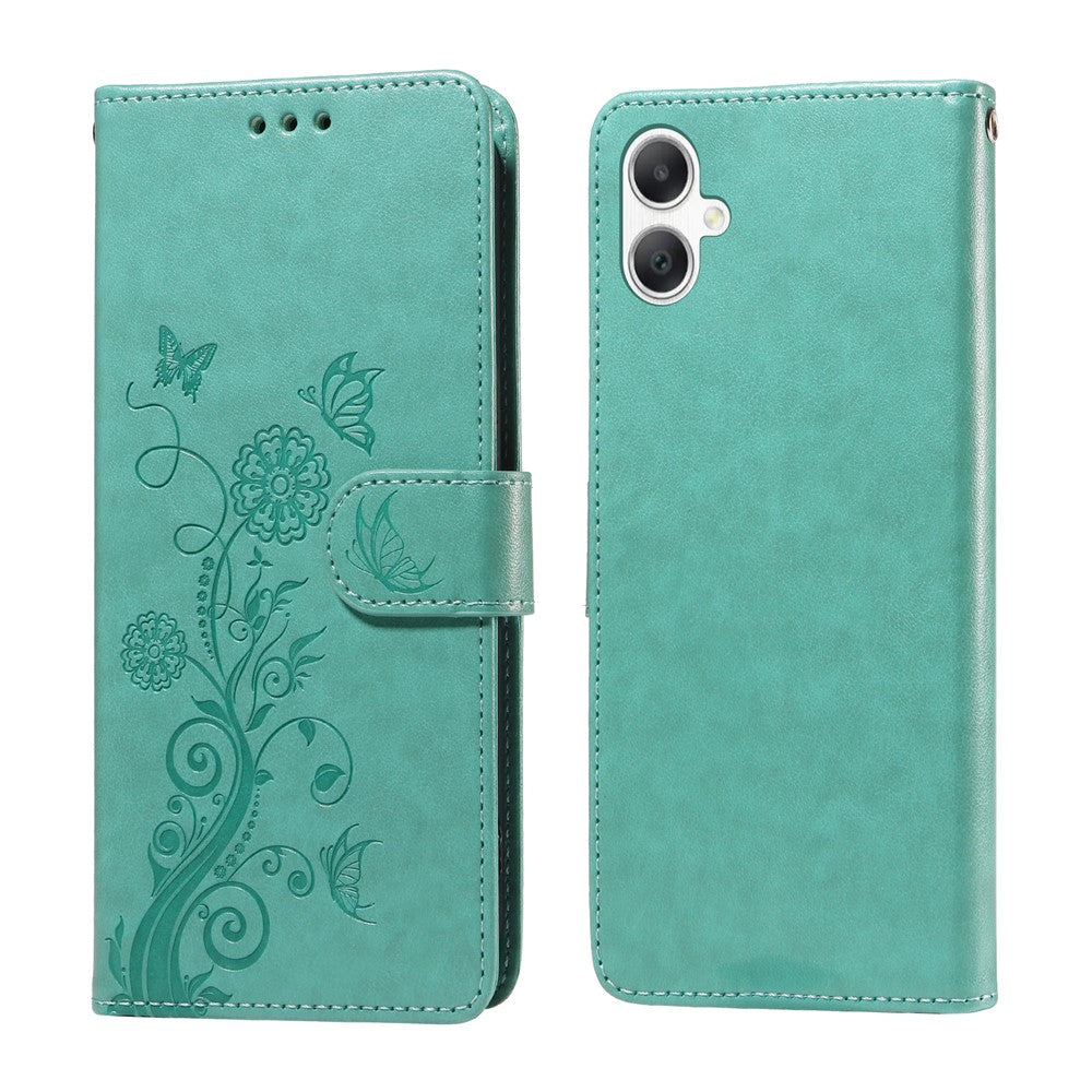 Samsung Galaxy A08 5G / A08 4G / A07 4G / A07s 4G / A06 4G / A06 5G Läderfodral Fjärilsblommigt Tryck Plånboksfodral