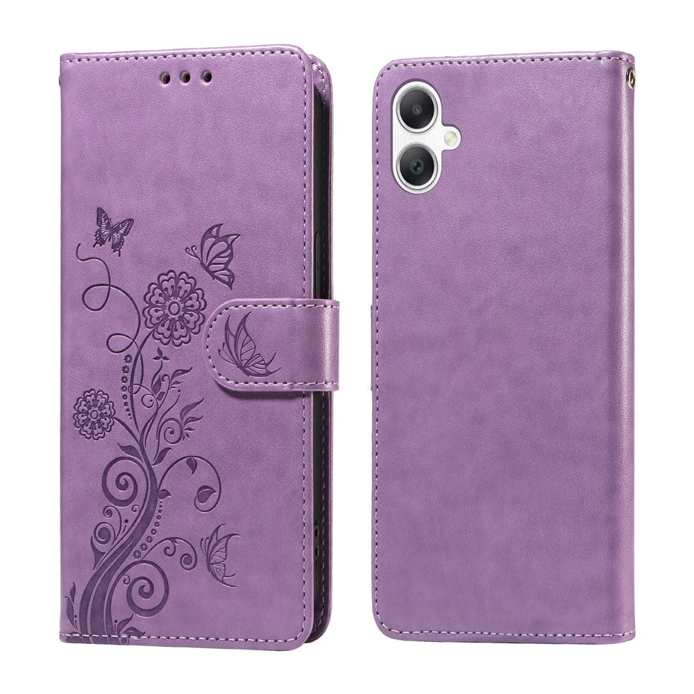Samsung Galaxy A08 5G / A08 4G / A07 4G / A07s 4G / A06 4G / A06 5G Läderfodral Fjärilsblommigt Tryck Plånboksfodral