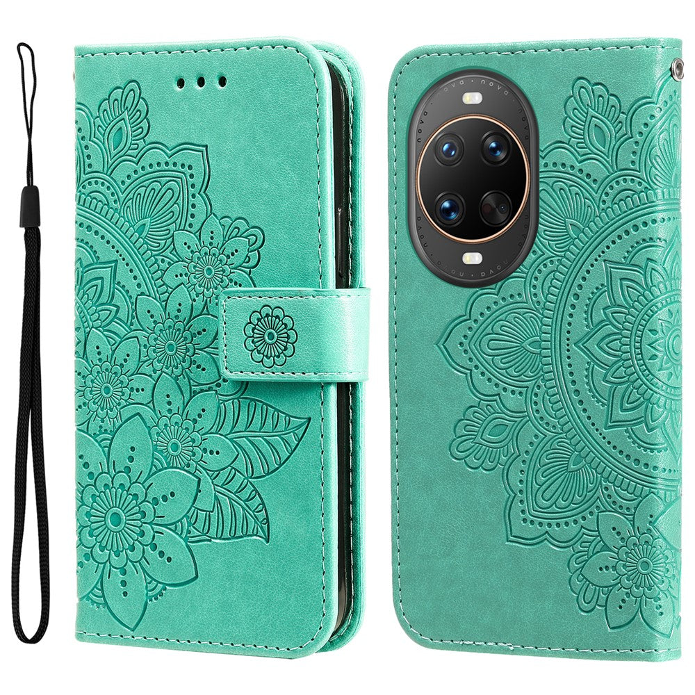 Huawei Nova 14 Ultra 5G-skal med blommönster, PU-läder, plånboksfodral, stativ