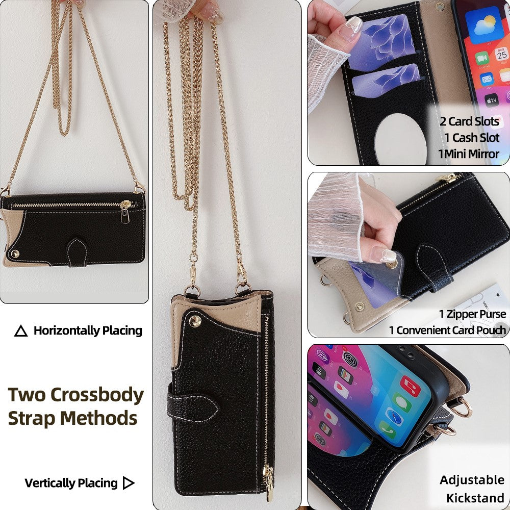 For Oppo Find X8s+ 5G Leather Case Wallet Stand Cover Irregular Tail Style with Chain Strap