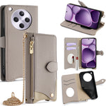 For Oppo Find X8s+ 5G Leather Case Wallet Stand Cover Irregular Tail Style with Chain Strap