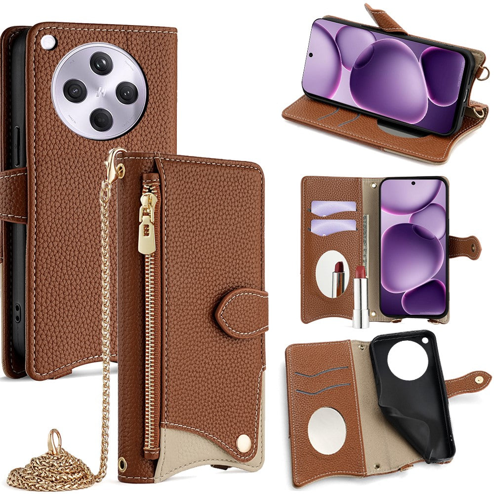 For Oppo Find X8s+ 5G Leather Case Wallet Stand Cover Irregular Tail Style with Chain Strap