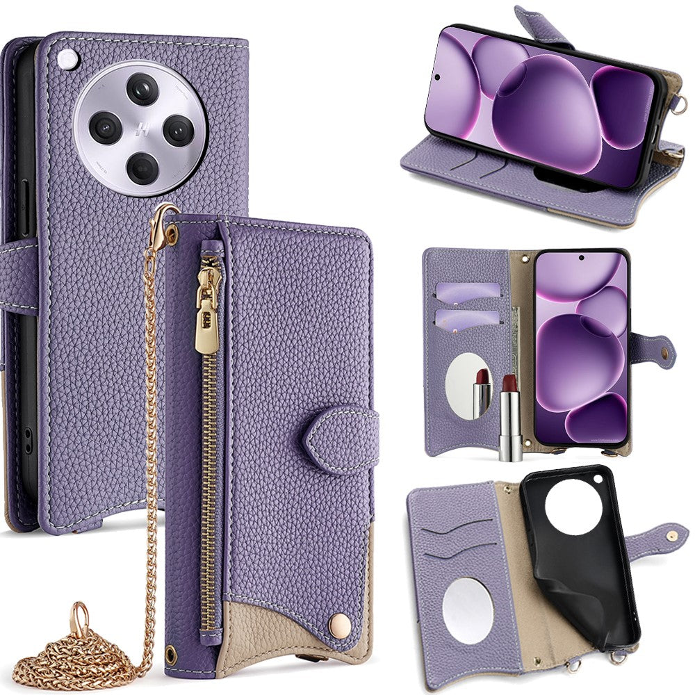 For Oppo Find X8s+ 5G Leather Case Wallet Stand Cover Irregular Tail Style with Chain Strap