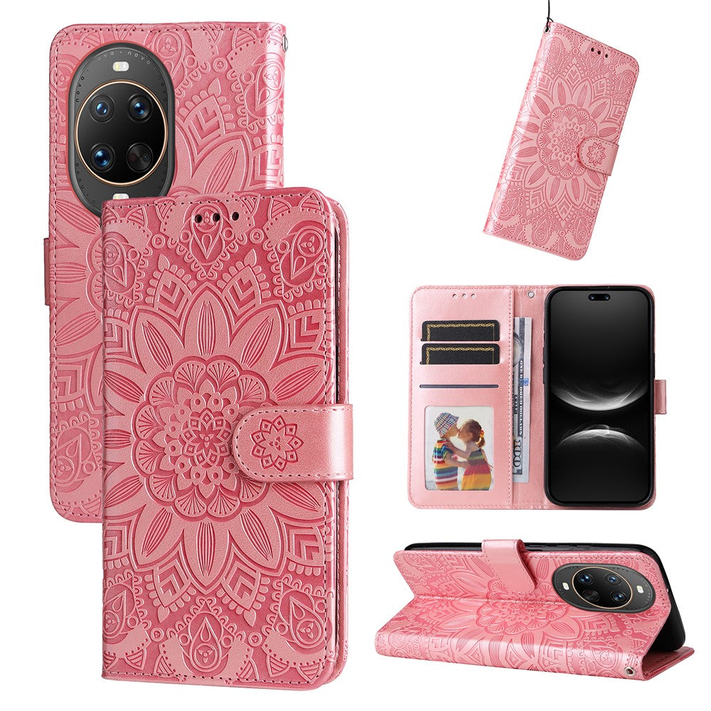 For Huawei nova 14 Ultra 5G Case Sunflower Imprint Leather Wallet Phone Cover