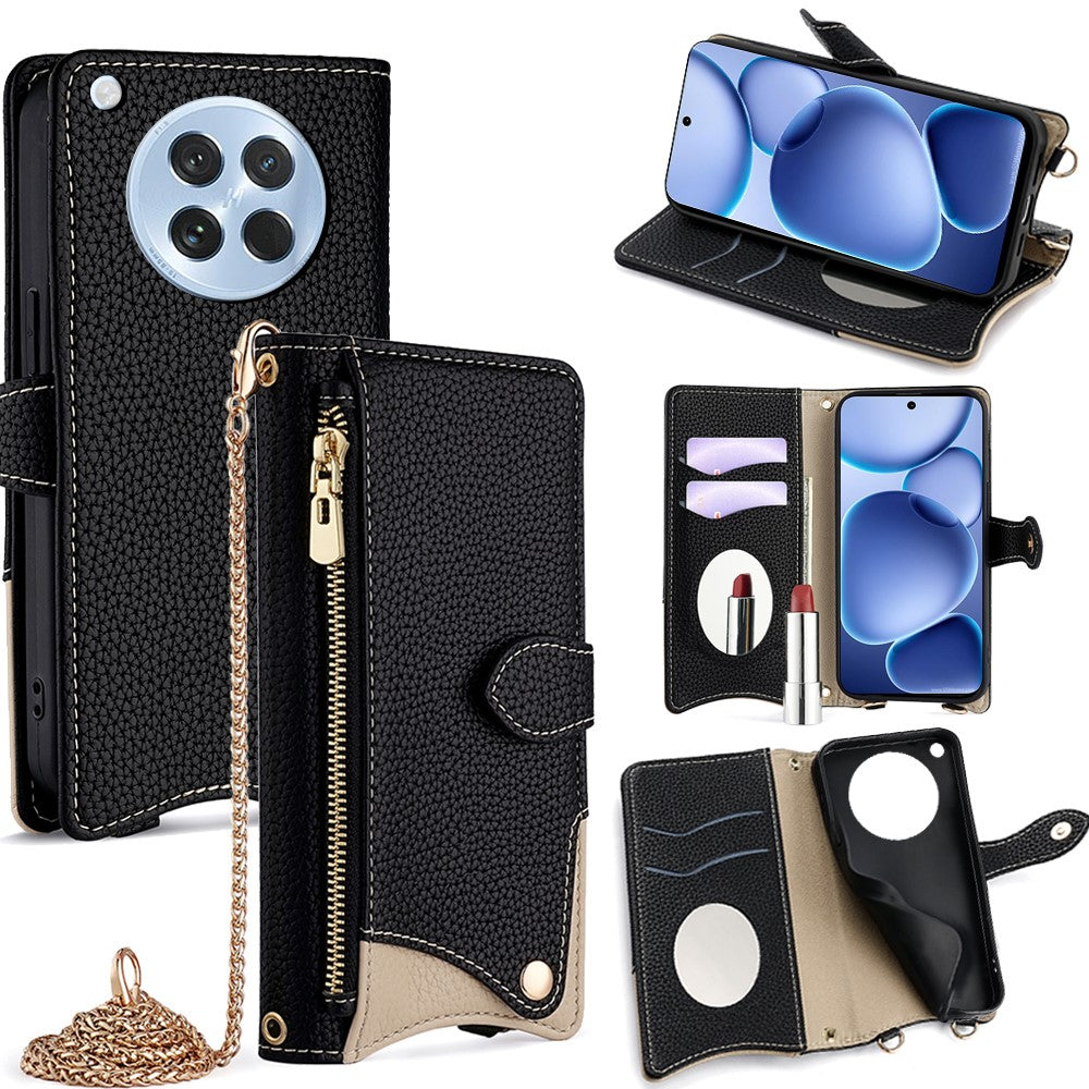For Oppo Find X8s 5G Leather Case Wallet Stand Cover Irregular Tail Style with Chain Strap