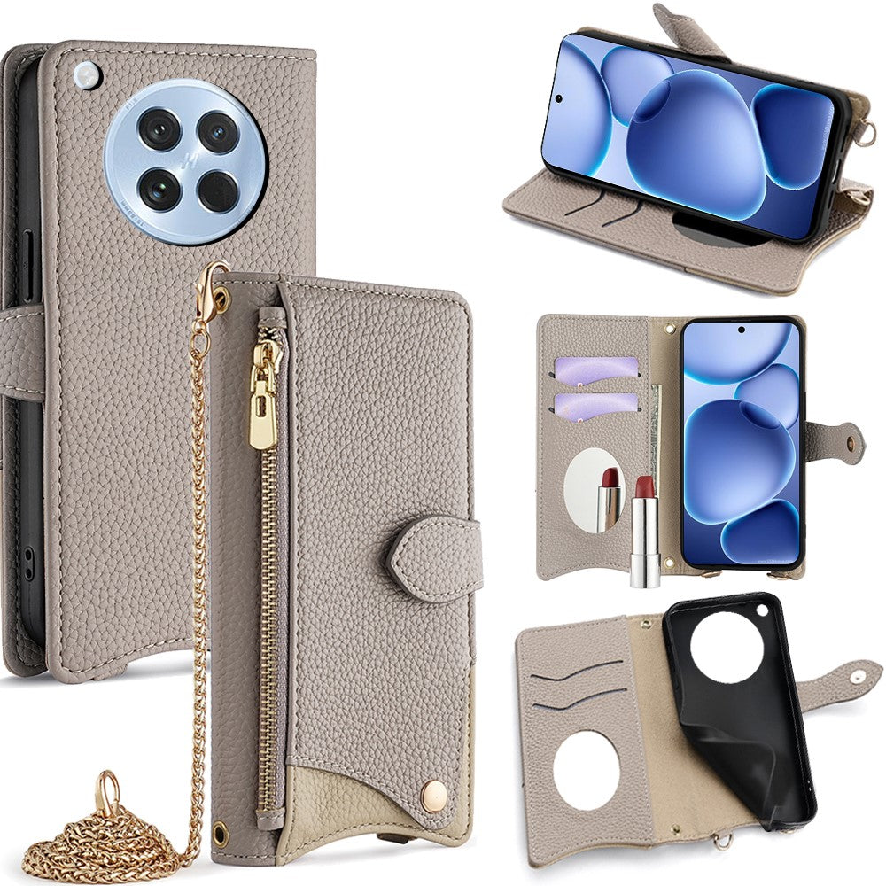 For Oppo Find X8s 5G Leather Case Wallet Stand Cover Irregular Tail Style with Chain Strap