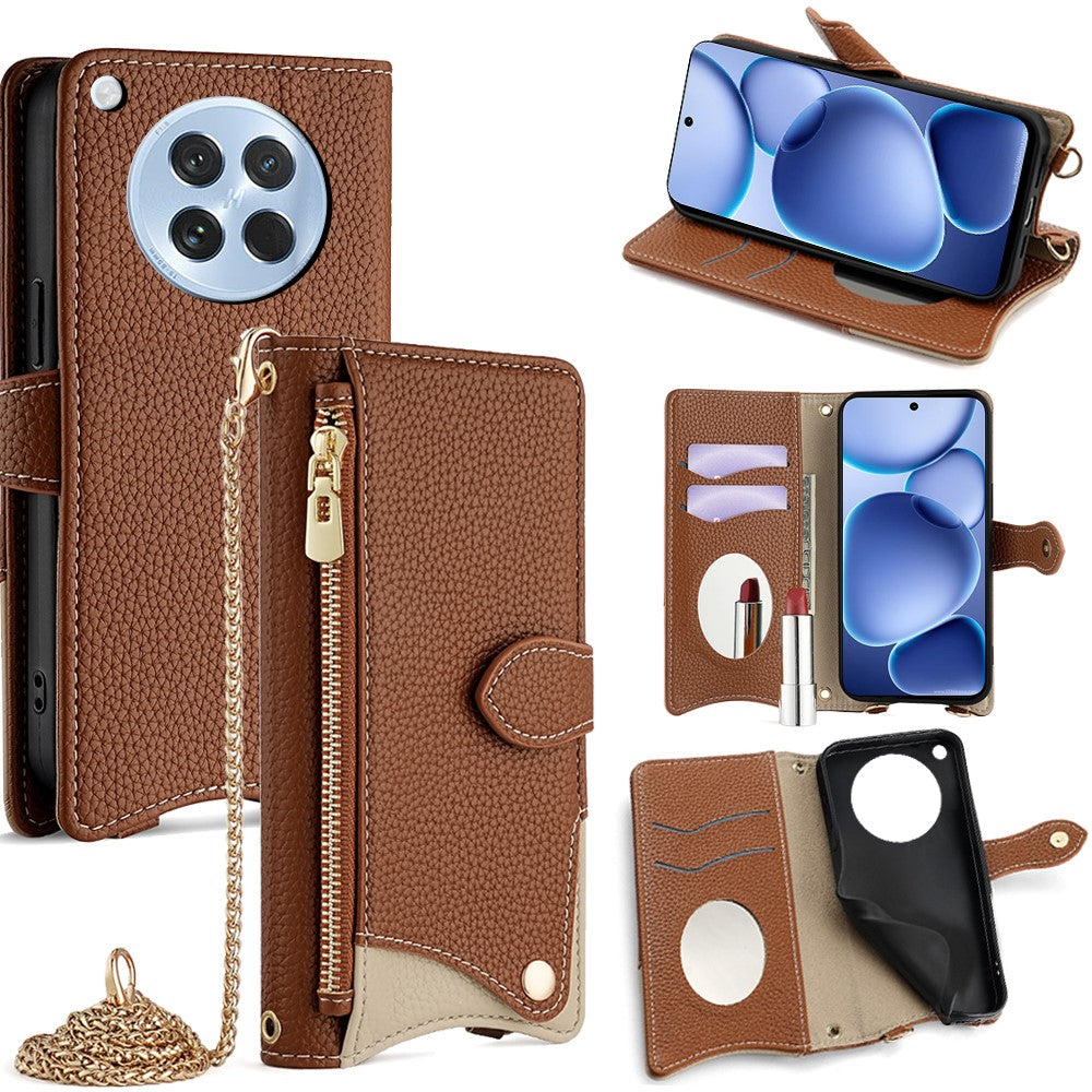 For Oppo Find X8s 5G Leather Case Wallet Stand Cover Irregular Tail Style with Chain Strap