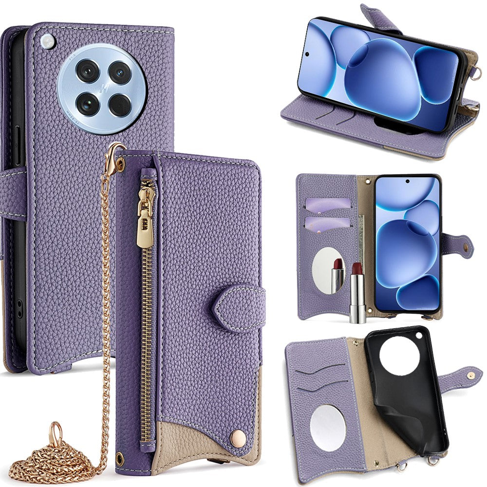 For Oppo Find X8s 5G Leather Case Wallet Stand Cover Irregular Tail Style with Chain Strap