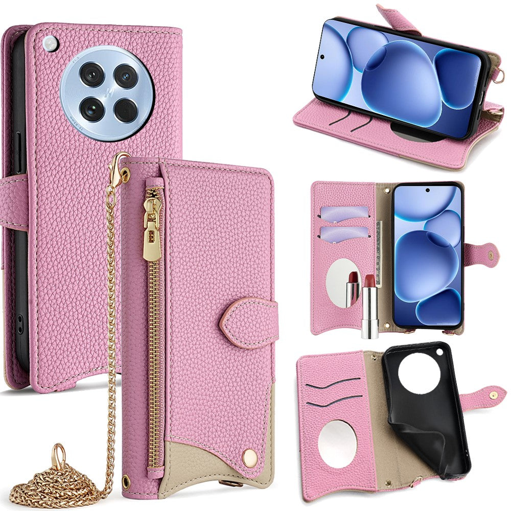 For Oppo Find X8s 5G Leather Case Wallet Stand Cover Irregular Tail Style with Chain Strap