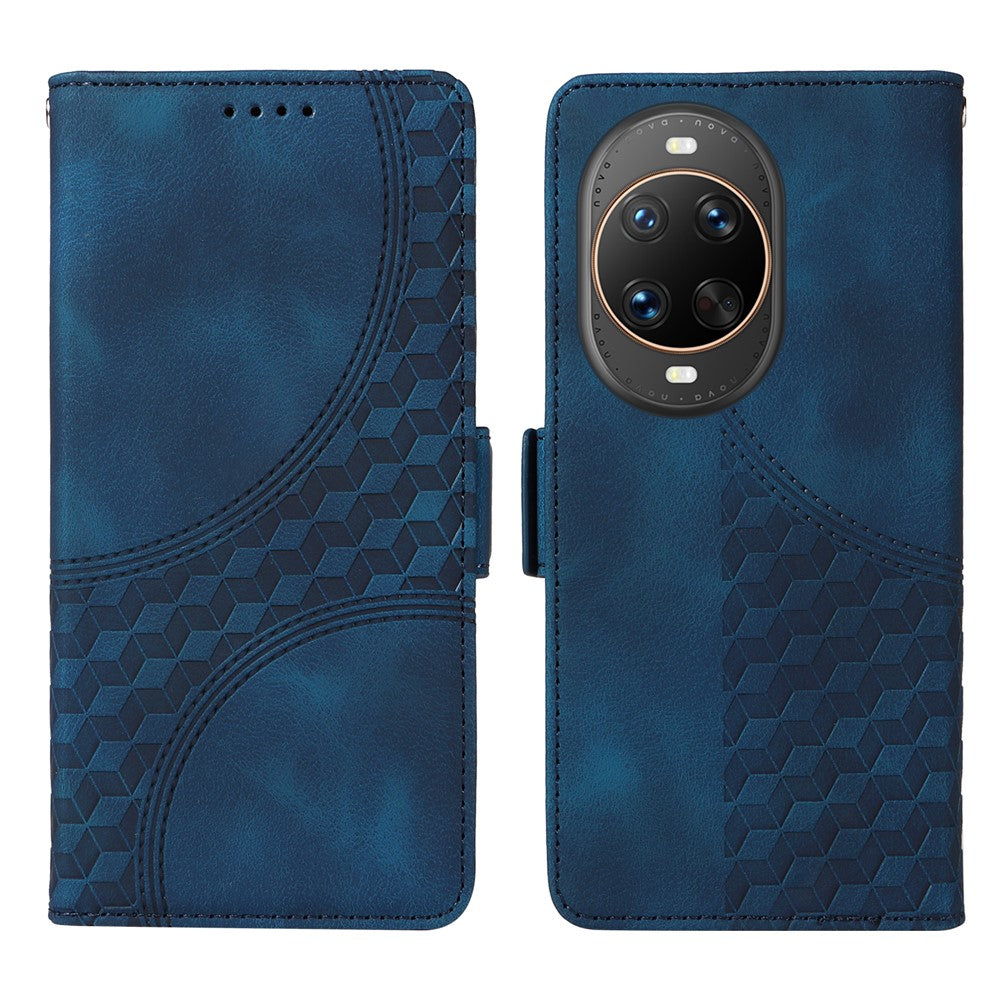 Huawei Nova 14 Ultra 5G Läderfodral Plånbok Rhombus Präglat mobilfodral Stativ med Rem