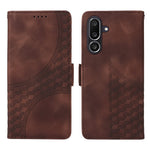 Til Samsung Galaxy M56 5G lædercovers, pung, rombe-præget telefoncover-stativ med rem