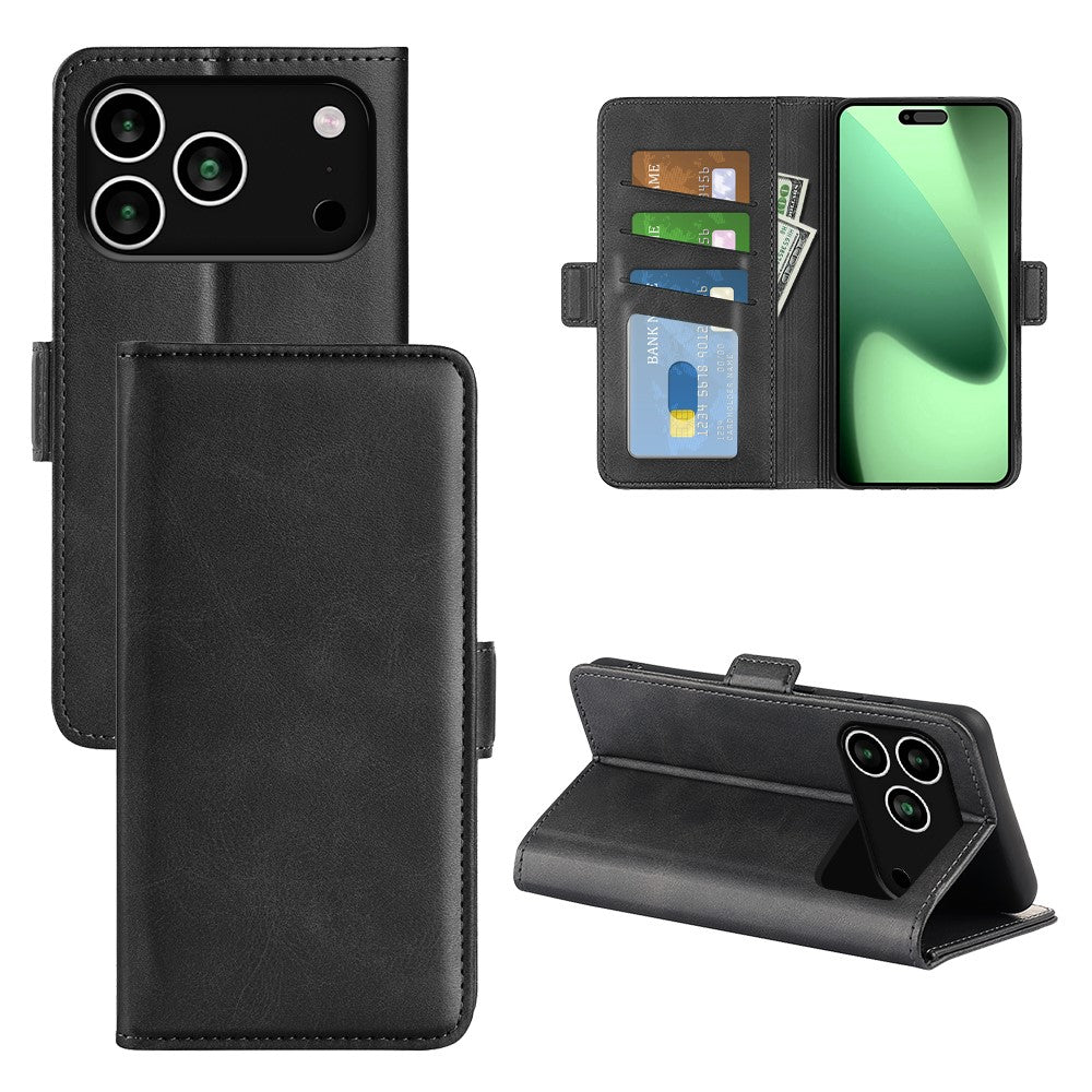 For iPhone 18 Pro / 17 Pro Case Calf Texture Leather Wallet Phone Cover