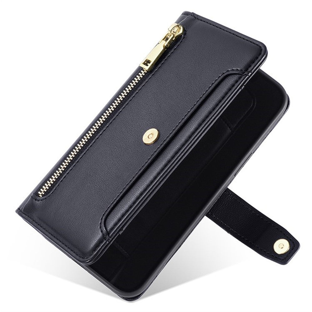 For Oppo Find X8s+ 5G Leather Case Zipper Pocket Wallet Phone Cover with 2 Straps