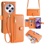 For Oppo Find X8s+ 5G Leather Case Zipper Pocket Wallet Phone Cover with 2 Straps
