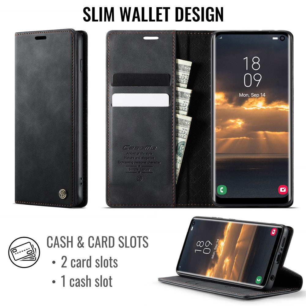 CASEME For Samsung Galaxy S10 Plus Case  033 Series RFID Blocking Wallet Stand Calf Texture Leather Phone Cover