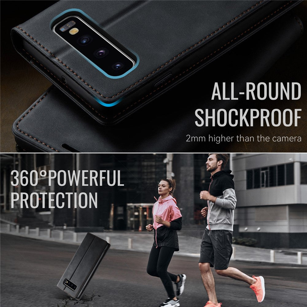 CASEME For Samsung Galaxy S10 Plus Case  033 Series RFID Blocking Wallet Stand Calf Texture Leather Phone Cover