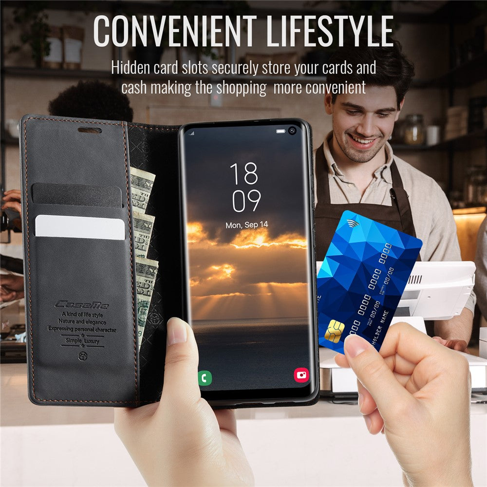 CASEME For Samsung Galaxy S10 Plus Case  033 Series RFID Blocking Wallet Stand Calf Texture Leather Phone Cover