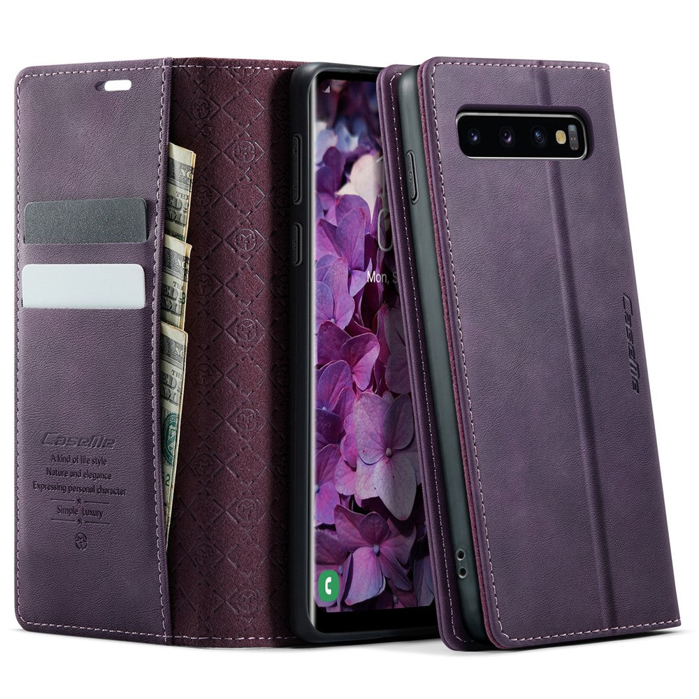 CASEME For Samsung Galaxy S10 Plus Case  033 Series RFID Blocking Wallet Stand Calf Texture Leather Phone Cover