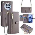 For Oppo Find X8s 5G Leather Case Zipper Pocket Wallet Phone Cover with 2 Straps