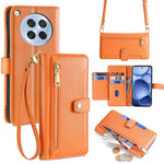 For Oppo Find X8s 5G Leather Case Zipper Pocket Wallet Phone Cover with 2 Straps