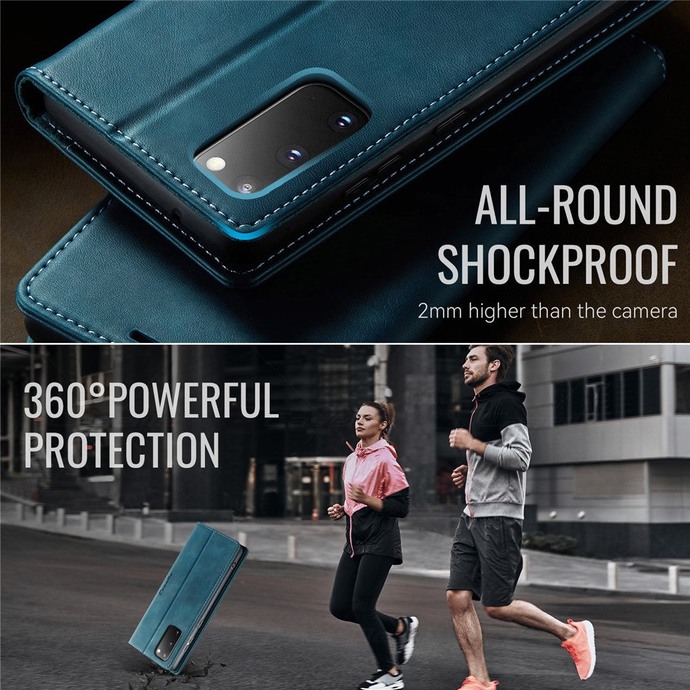 CASEME For Samsung Galaxy S20 5G / Galaxy S20 4G Case 033 Series RFID Blocking Wallet Stand Calf Texture Leather Phone Cover
