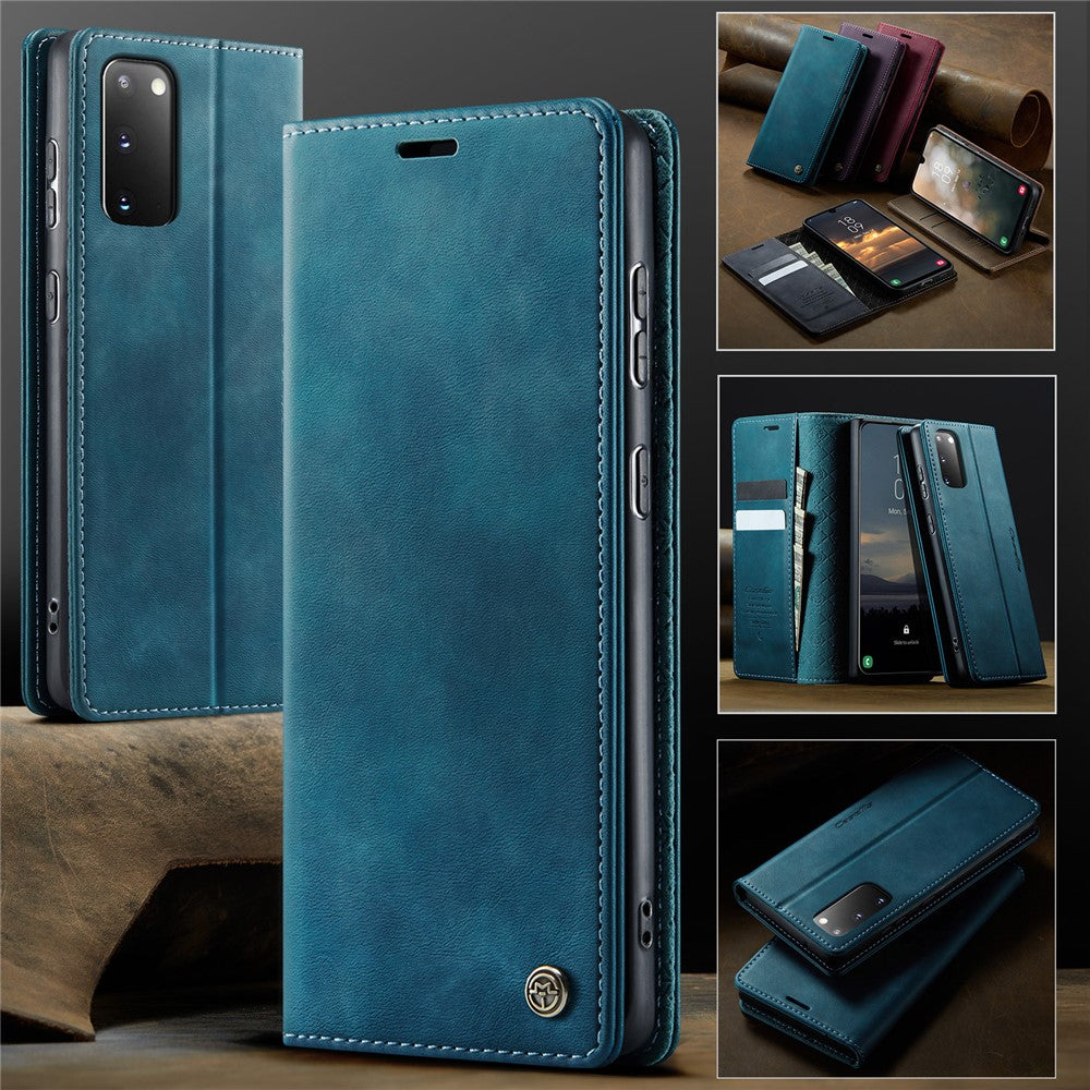 CASEME For Samsung Galaxy S20 5G / Galaxy S20 4G Case 033 Series RFID Blocking Wallet Stand Calf Texture Leather Phone Cover