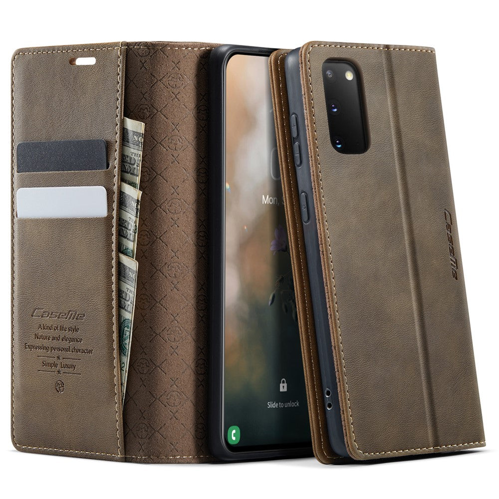CASEME For Samsung Galaxy S20 5G / Galaxy S20 4G Case 033 Series RFID Blocking Wallet Stand Calf Texture Leather Phone Cover