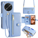 For Oppo Find X8 Ultra 5G Leather Case Zipper Pocket Wallet Phone Cover with 2 Straps