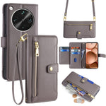 For Oppo Find X8 Ultra 5G Leather Case Zipper Pocket Wallet Phone Cover with 2 Straps