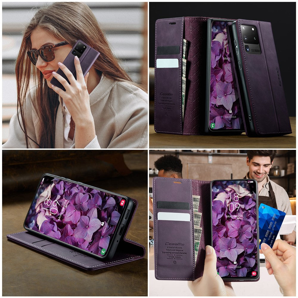 CASEME For Samsung Galaxy S20 Ultra Case  033 Series RFID Blocking Wallet Stand Calf Texture Leather Phone Cover